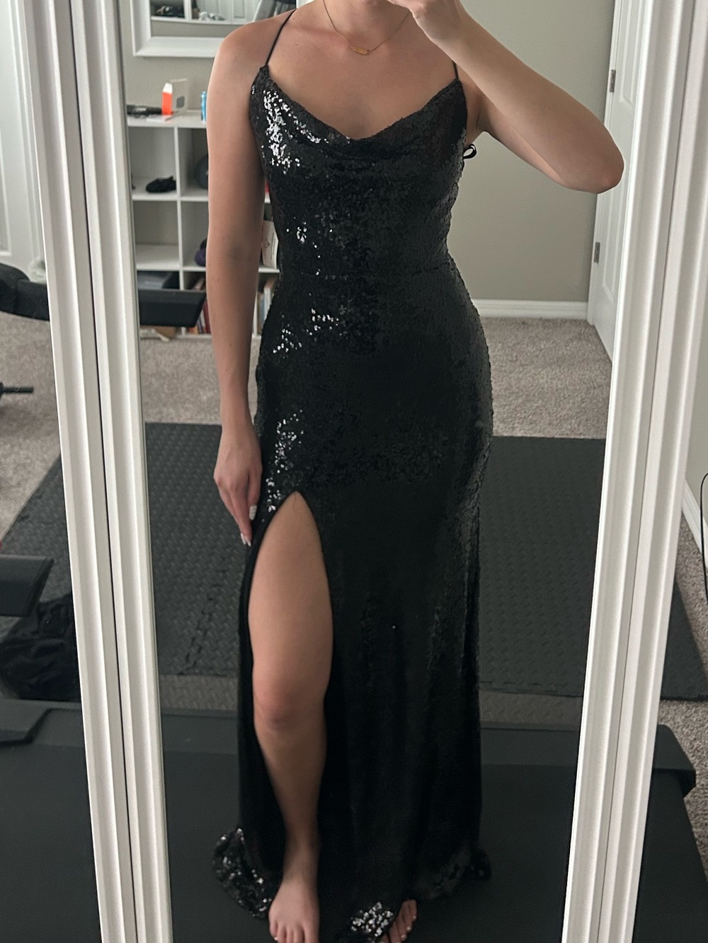 Windsor Black Sequin Evening Dress